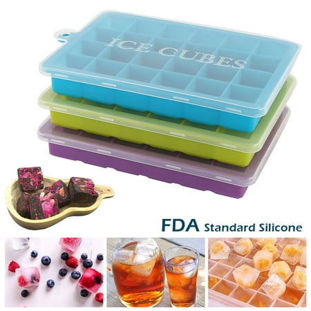 

Keyohome 3PCS Food Grade Silicone Ice Cube Tray Mini 24 Grids Freezer Ice Maker Molds BPA Free Kitchen for Freezing Water Juice