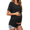 thumbnail image 3 of Camisas de maternidad para mujer, ropa de bombeo de leche, camisas de lactancia a la moda, camiseta de lactancia para regalo para el hogar, nueva mamá Negro M, 3 of 8