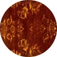 thumbnail image 1 of Ahgly Company Machine Washable Indoor Round Oriental Yellow Industrial Area Rugs, 3' Round, 1 of 4