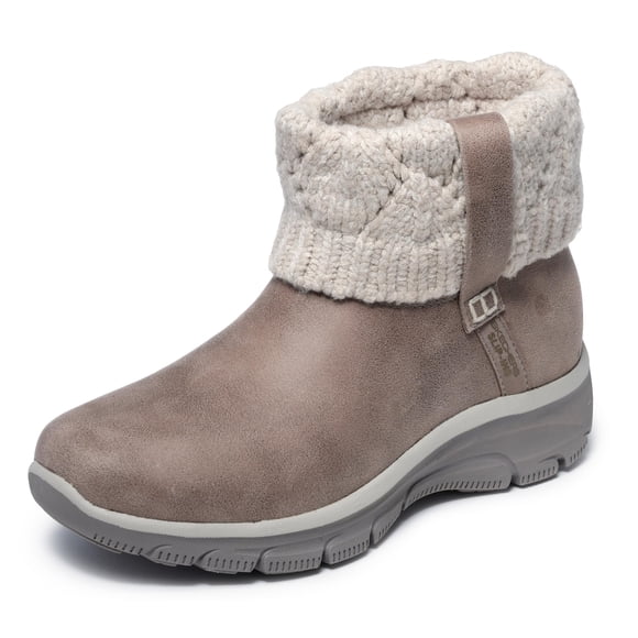 Botas plegables Skechers para mujer, cómodas y acogedoras, color topo