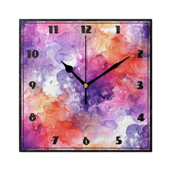 Watercolor Alcohol Ink Splashes Wall Clock 7.78" Non-Ticking Silent Battery Operated for Home Bedroom Office Kitchen Living Room