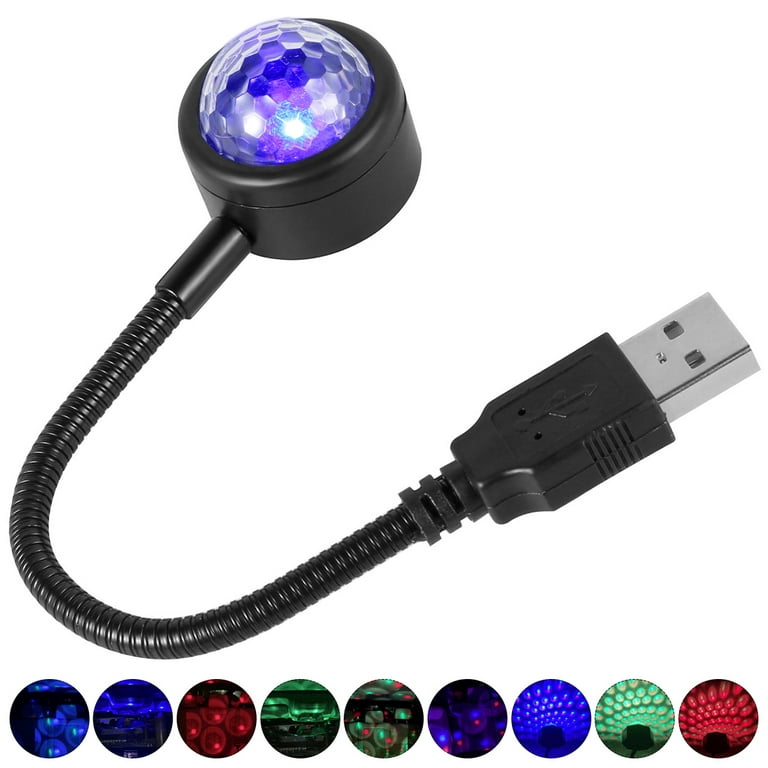Ouzorp 4 Pcs Mini USB LED Light, 8 Colors RGB Car LED Interior