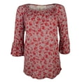 thumbnail image 3 of Women's Floral Gathered Sleeve Peasant Top-S-XS, 3 of 5