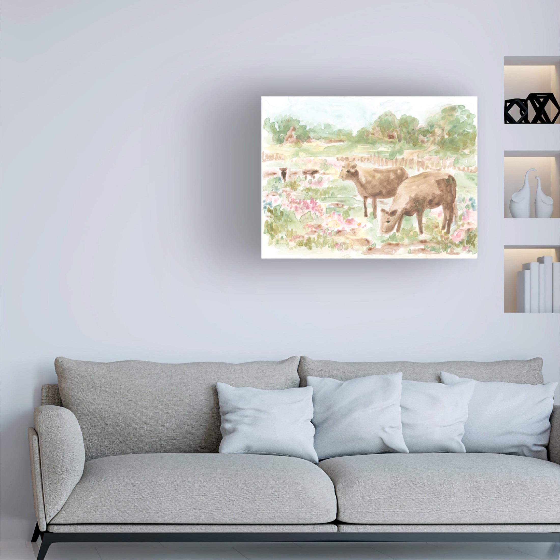 Trademark Fine Art June Erica Vess Cow Meadow II Canvas Wall Art