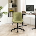 thumbnail image 3 of YOUNIKE Upholstered Desk Chair, Armless Computer Chair with Wheels，Modern Faux Leather Office Chair，Adjustable Swivel Rolling Chair，Adjustable Height，Suitable for Office, Home, Avocado Green, 3 of 15