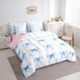 thumbnail image 2 of spefrowx Blue Watercolor Bow King Bedding for Girls, Simple Polka Dot King Bed in a Bag, Pink Reversible, 7pcs, 2 of 6