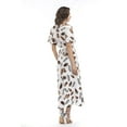 thumbnail image 6 of Bohemian Dress for Women Short Sleeve V-Neck Chiffon Feather Pattern Maxi Dress, White, 6 of 7