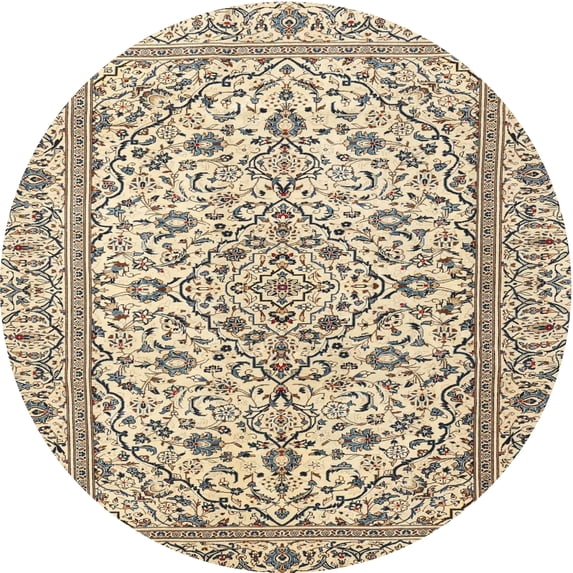Ahgly Company Machine Washable Indoor Round Traditional Brown Area Rugs, 3' Round