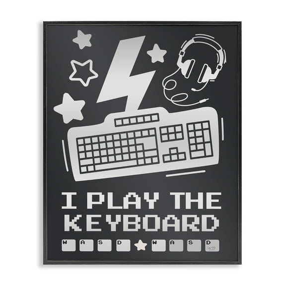 Stupell Industries I Play The Keyboard Humor Quotes and Sayings Painting Black Framed Art Print Wall Art, 11 x 14
