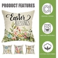 thumbnail image 4 of Happy Easter Eggs Bunny Decorative Throw Pillow Cover 30x30 Set of 4, Religious Rejoice Rabbits Carrot Flower Blessings Outdoor Pillowcase, He is Risen Cross Floral Cushion Case Home Decor, 4 of 6