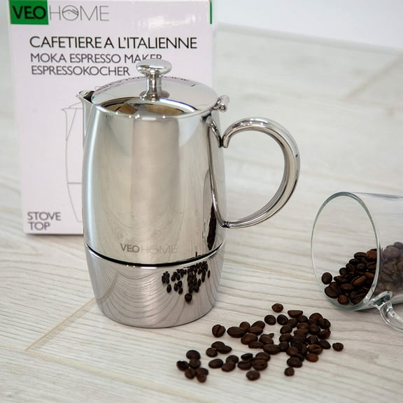 Stovetop Espresso Coffee Maker - Stainless Steel Induction Moka Pot (300 mL)