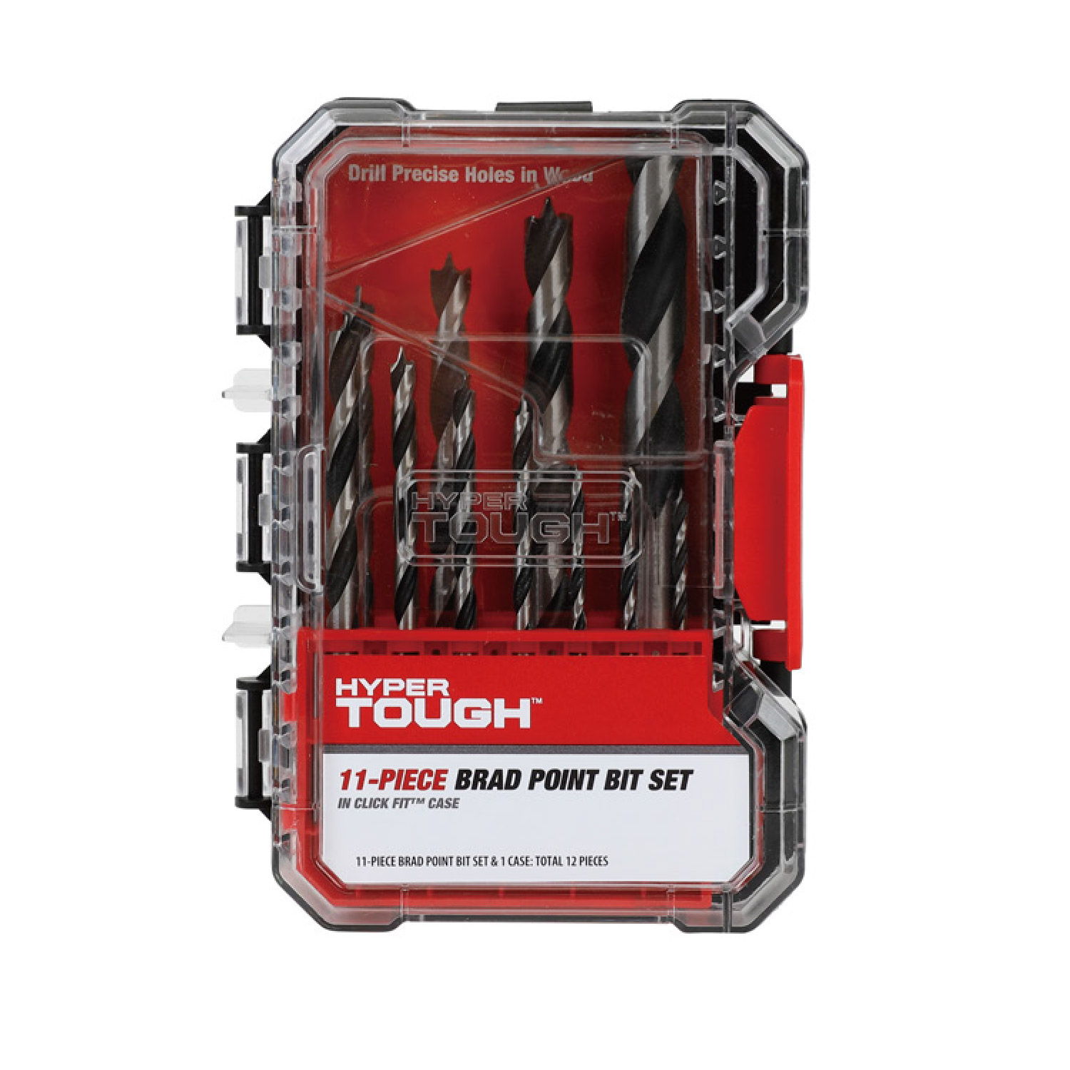 Juego de 11 brocas de punta de lanza Hyper Tough en estuche Click Fit 6
