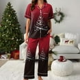 thumbnail image 4 of Drie Christmas Jogger Pajama Pants Women's Pajama Sets Button Down Loungewear Short Sleeve Sleepwear 2 Piece Pants Pjs Set with Pockets Red,L, 4 of 5