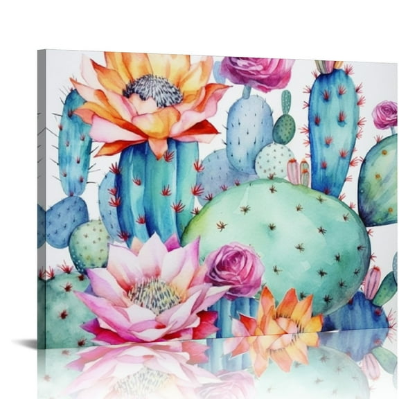 Fenyluxe Art Modern Canvas Prints Cactus Succulents Watercolor Painting Room Home Art Decor Wall Decorations 16x12in