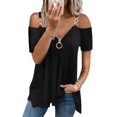thumbnail image 3 of WISEFIN Womens Casual Solid Color Short Sleeve Ziper T-Shirt Tops Size S-2XL, 3 of 4