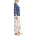 thumbnail image 7 of Goodnight Kiss Women's Fall Fable Pajama Set, Butter Knit 3/4 Sleeve and Capri Pant, Navy/Multi Stripe, L, 7 of 7