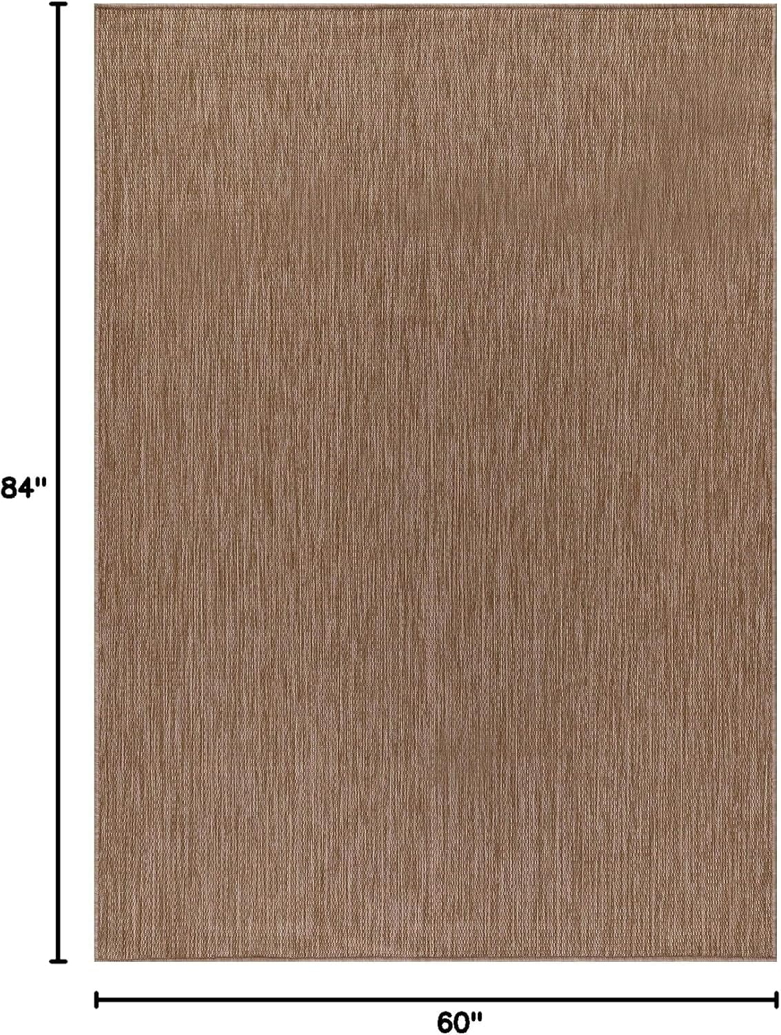Outdoor Rug 5x7 Modern Area Rugs for Indoor and Outdoor Patios and Porches - Waterproof, Washable, Non-Shedding, Easy-to-Clean Outside Carpet (5 x 7, Solid - Jute)
