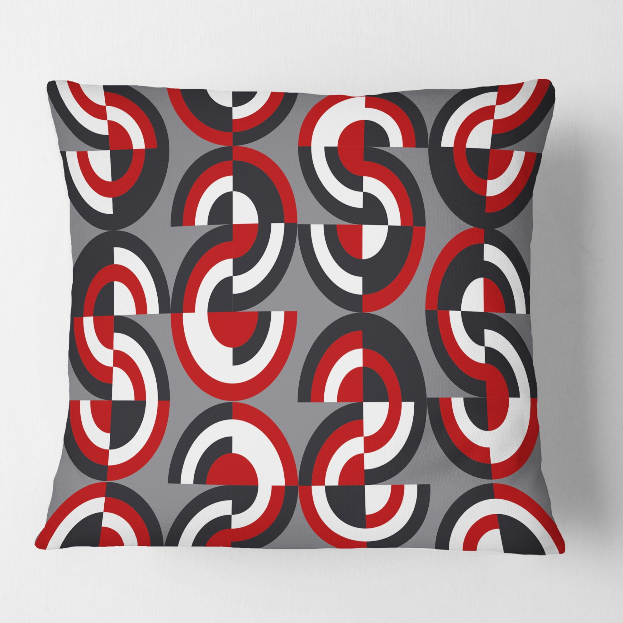 Designart Retro Circular Pattern Geometrical' Mid-Century Modern Throw Pillow - 18x18