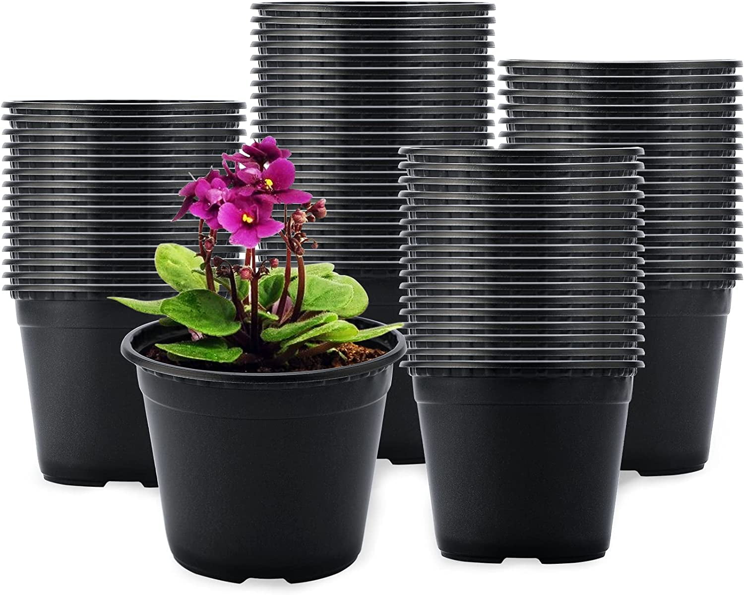 100 Pcs 4" Plastic Plants Nursery Pot/Pots Seedlings Flower Plant