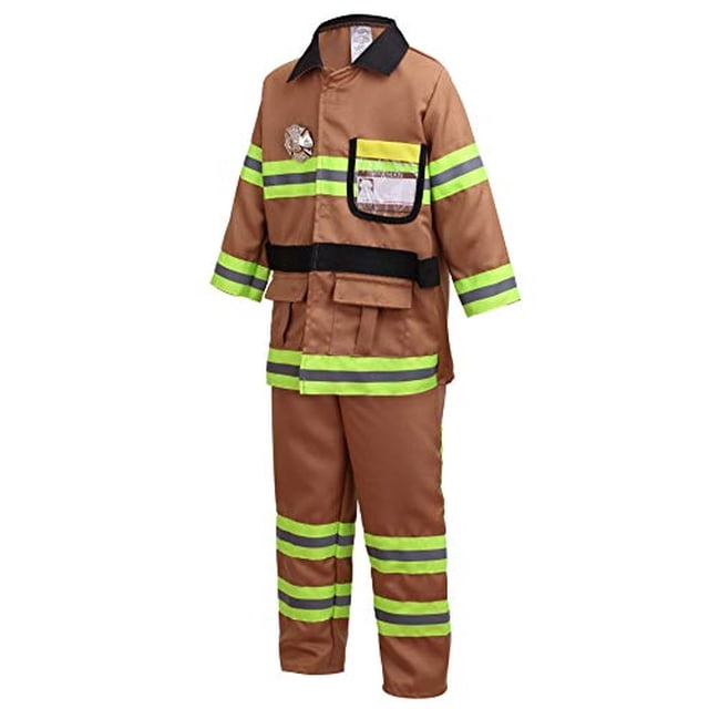 YOLSUN Disfraz de Bombero Bronceado para Niños, Niños y Niñas Vestido de Bombero (7 piezas yolsun yolsun