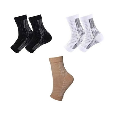 AUQ 3Pcs Compression Socks,Ankle Support for Injury Prevention Mens Compression Socks,Open-Toe Design for Ventilation Knee High Socks,Black