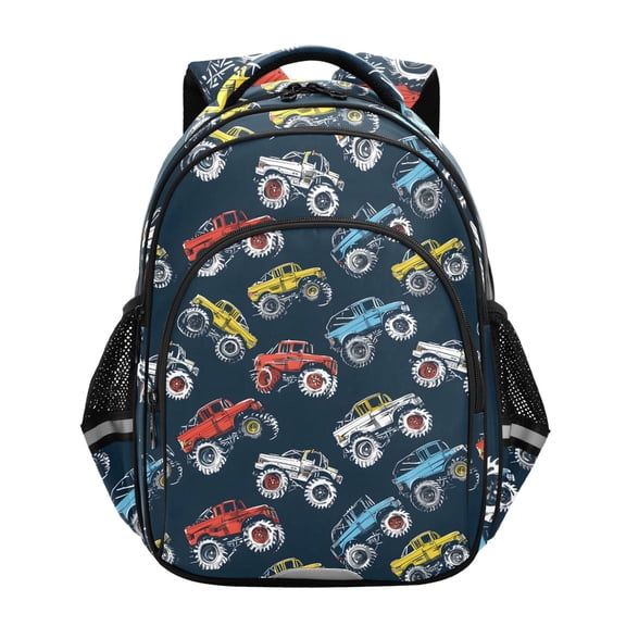 ALAZA Cartoon Monster Trucks Comic School Backpack Elementary Bag Bookbag Travel Rucksack