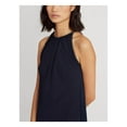 thumbnail image 3 of RALPH LAUREN Womens Navy Beaded Sheer Draped Side Sleeveless Crew Neck Knee Length Sheath Dress 2, 3 of 3