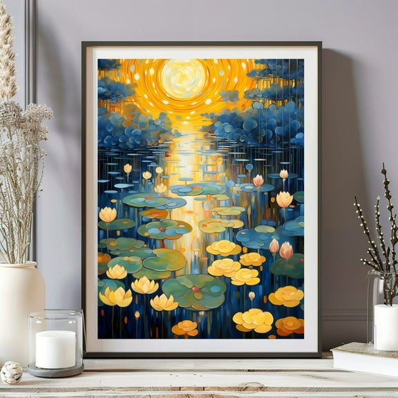Gustav Klimt Print, Gustav Klimt Exhibition Poster, Klimt Art, Gold Modern Artwork Gift, Village Night Print, Tree Artwork Moon Stars Print Wall Art, Modern Wall Decor, 8x12 UNFRAMED
