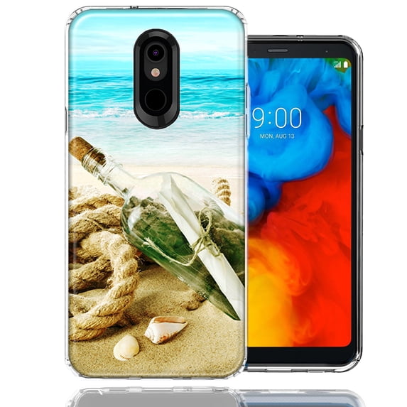 MUNDAZE For LG Stylo 5 Beach Message Bottle Design Double Layer Phone Case Cover