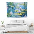 thumbnail image 3 of GOSMITH  Art Decor Tapestry with Flower Floral Design Wall Hanging Aesthetic Backdrop Teal Plant Landscape for Living Room 40x30 Inch (Water Lilies by Claude Monet), 3 of 7