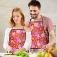 thumbnail image 5 of Red Daisy Flower Retro Pattern Apron-Garden Aprons for Women with Pockets-Cotton Linen Waterproof Kitchen Cooking Gardening Aprons Adjustable for Kitchen,Cooking,BBQ and Salon 33x27 Inch, 5 of 7