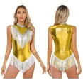 thumbnail image 5 of Raenseen Women Latin Dance Dress Performance Costume Masquerade Party Cocktail Fancy Dress Tassel Gold M, 5 of 9