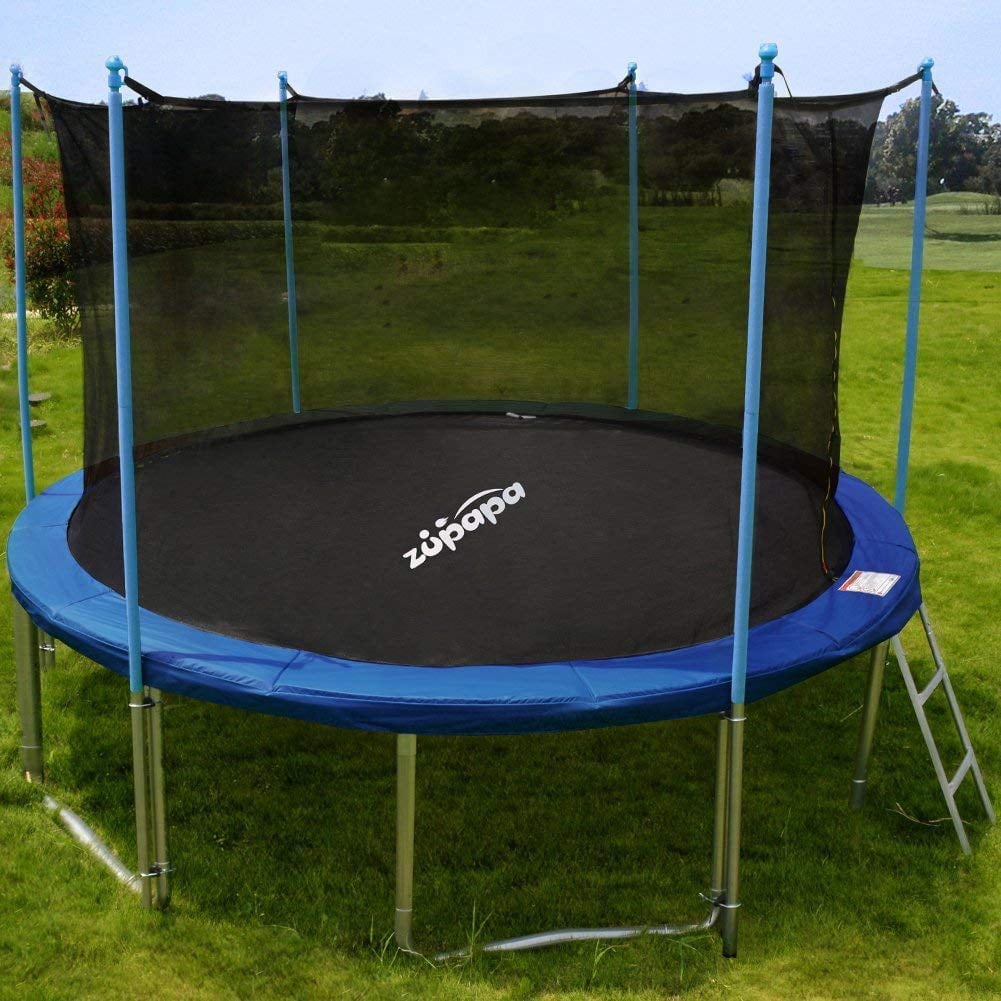 Zupapa 8 Feet Trampoline with Ladder, Pole, Enclosure Net, Safety Pad, Jumping Mat, Rain Cover and Spring Pull T-hook