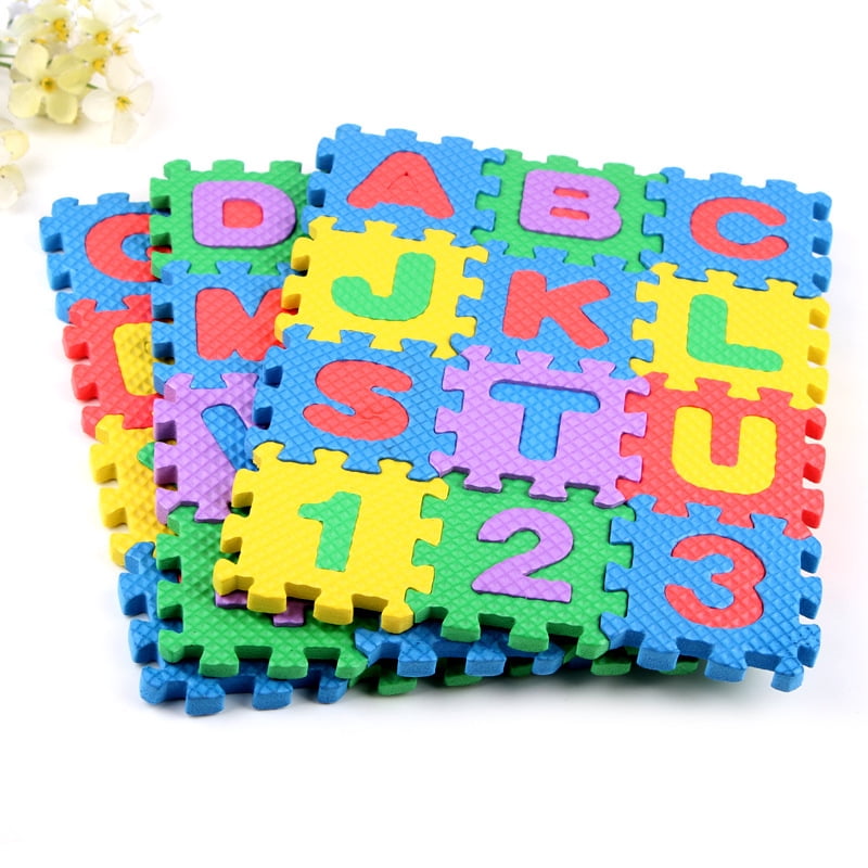 36Pcs Number Alphabet Puzzle Mat Foam Floor Play Mat for Kids Children