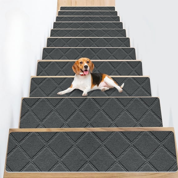 Non Slip Stair Carpet Treads for Wood Steps 8" X 30" (15 Pack), Indoor Stair Mats Covers with Adhesive, Anti-Slip Stair Runner Rug for Kids Elders and Dogs