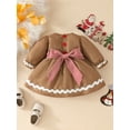 thumbnail image 4 of Elippeo Toddler Girl Christmas Dress Gingerbread Man Dot Print Long Sleeve Crew Neck A-Line Dress with Belt 12 18 24 Months 3 4 Years, 4 of 9