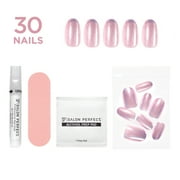 Salon Perfect Artificial Fake Press On Nails, 382 Glass Violet, Short Almond, File, Glue, and Prep Pad Included, 30 Nails