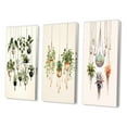thumbnail image 3 of Designart "Hanging Decorative Boho Botanical Plants III" Plants Wall Art Set Of 3 - Traditional Green Canvas Set For Living Room Decor, 3 of 6
