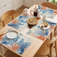 thumbnail image 5 of Blue Red Seahorse Coastal Placemats Set of 4 Summer Beach Coral Nautical Vintage Place Mats Indoor Wipeable Table Mats Washable Dining Table Placemats for Kitchen Holiday Party Home Decor 13x19 Inch, 5 of 9