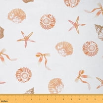 Homewish Ocean Sealife Fabric by the Yard 3 Yard,Cute Conch Starfish Sewing Fabric,Orange Bowtie Bowknot Room Decor Fabric by the Yard For Girls Kids,Microfiber Bedroom Decor