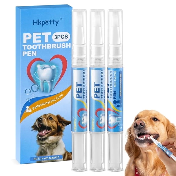 3PCS Pet Toothbrush Pen,Teeth Brightening Pen for Dog/Cat,Dog Teeth Cleaning Pen for Dental Care,Pet Natural Plants Tartar Remover Tool