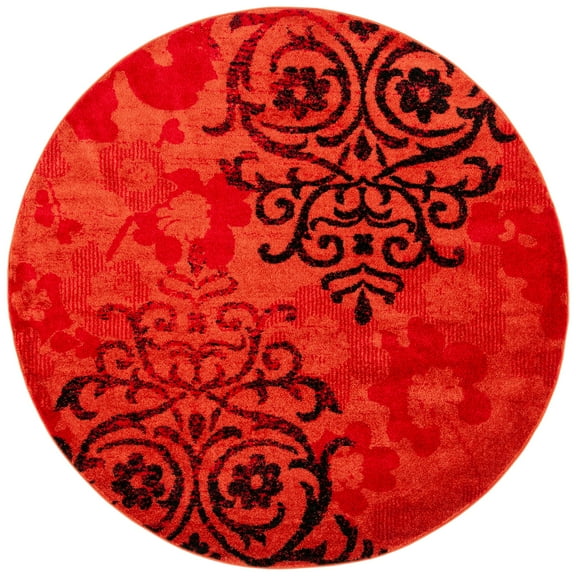 SAFAVIEH Adirondack Hortense Abstract Area Rug, Red/Black, 6'7" x 6'7" Round