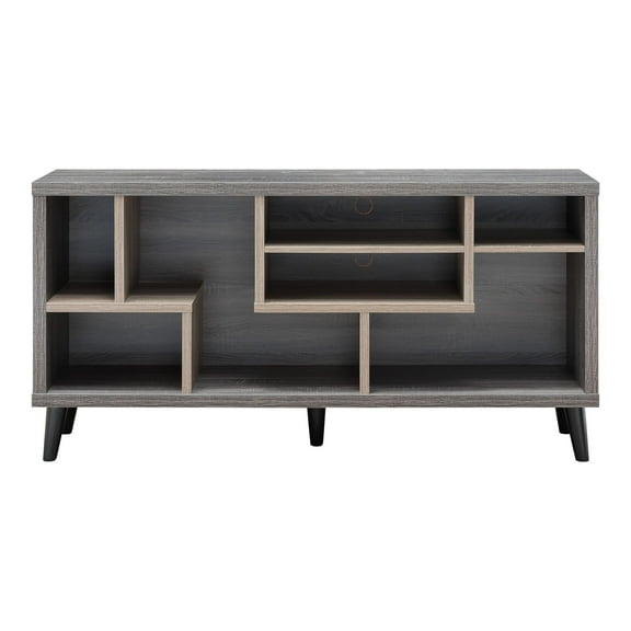 Furniture of America Nahmene Mid-Century Wood 7-Shelf TV Stand in Gray