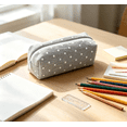 thumbnail image 5 of Polka Dot Zipper Soft Pencil Pouch, Lightweight Storage Organizer For Students, Office & Daily Cosmetic Use (Gray), 5 of 5