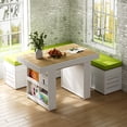 thumbnail image 5 of Advwin L-Shaped Corner Storage Bench with Cushion, Backless Wood Bench with Hidden Storage for Kitchen, Dining Nook, Entryway & Mudroom, Green, 5 of 13