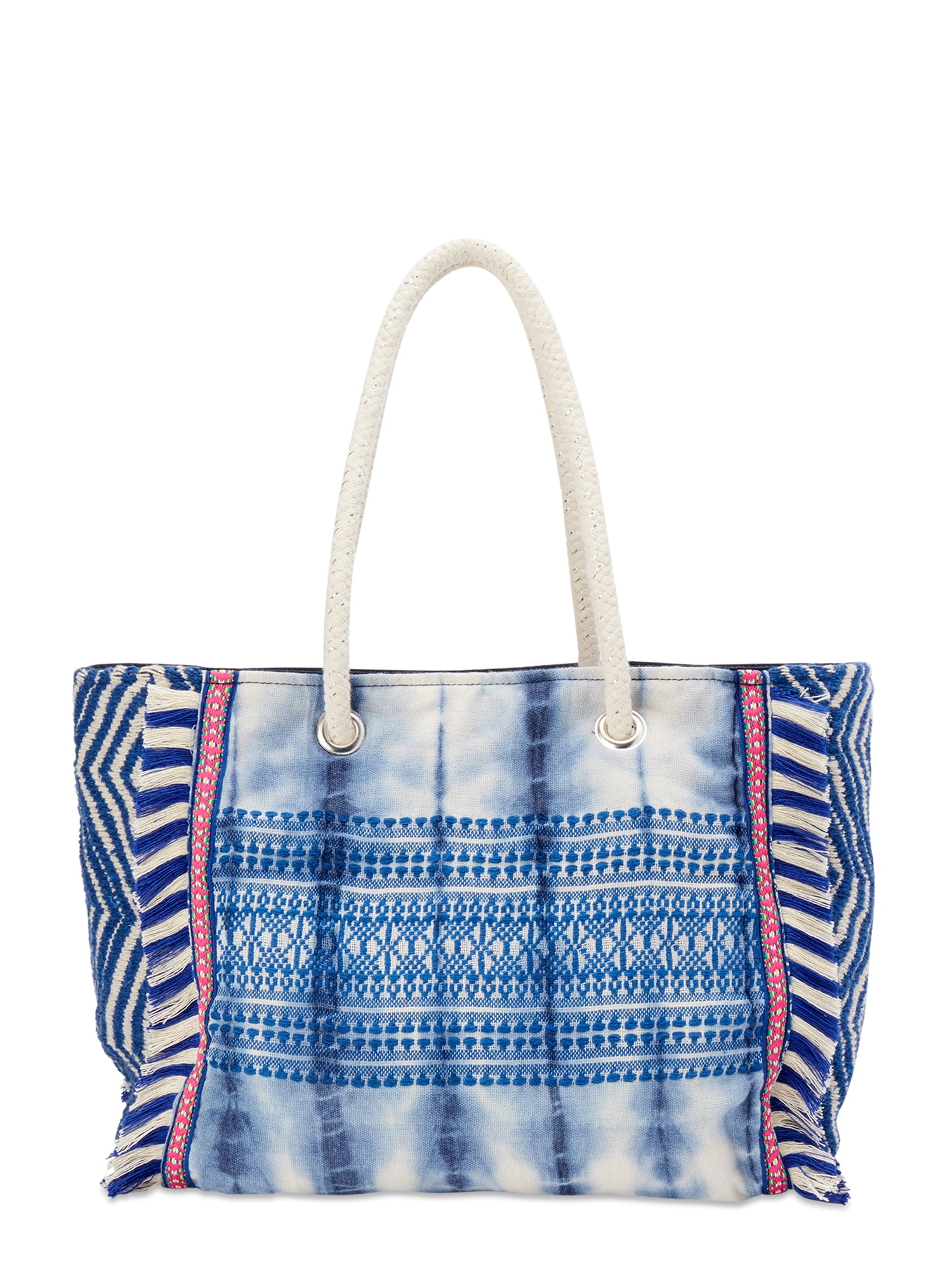 Twig & Arrow Tie Dye Boho Tote Bag with Exterior Fringe Accents ...