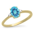 thumbnail image 1 of Dazzlingrock Collection 10K 7X5 MM Oval Blue Topaz & Round Diamond Bridal Promise Engagement Ring, Yellow Gold, Size 7.5, 1 of 1