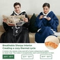 thumbnail image 4 of Cozy Comfort Wearable Blanket Hoodie, Oversized Hooded Sweatshirt Blanket, Breathable, Blue, 4 of 6