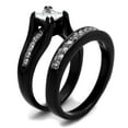 thumbnail image 3 of Womens Black Ring Anillo Para Mujer Stainless Steel Ring with AAA Grade CZ in Clear Aurunca, 3 of 4