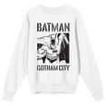 thumbnail image 5 of Batman Gotham City Black and White Superhero Women's White Crew Neck Fleece Sweatshirt-Large, 5 of 7
